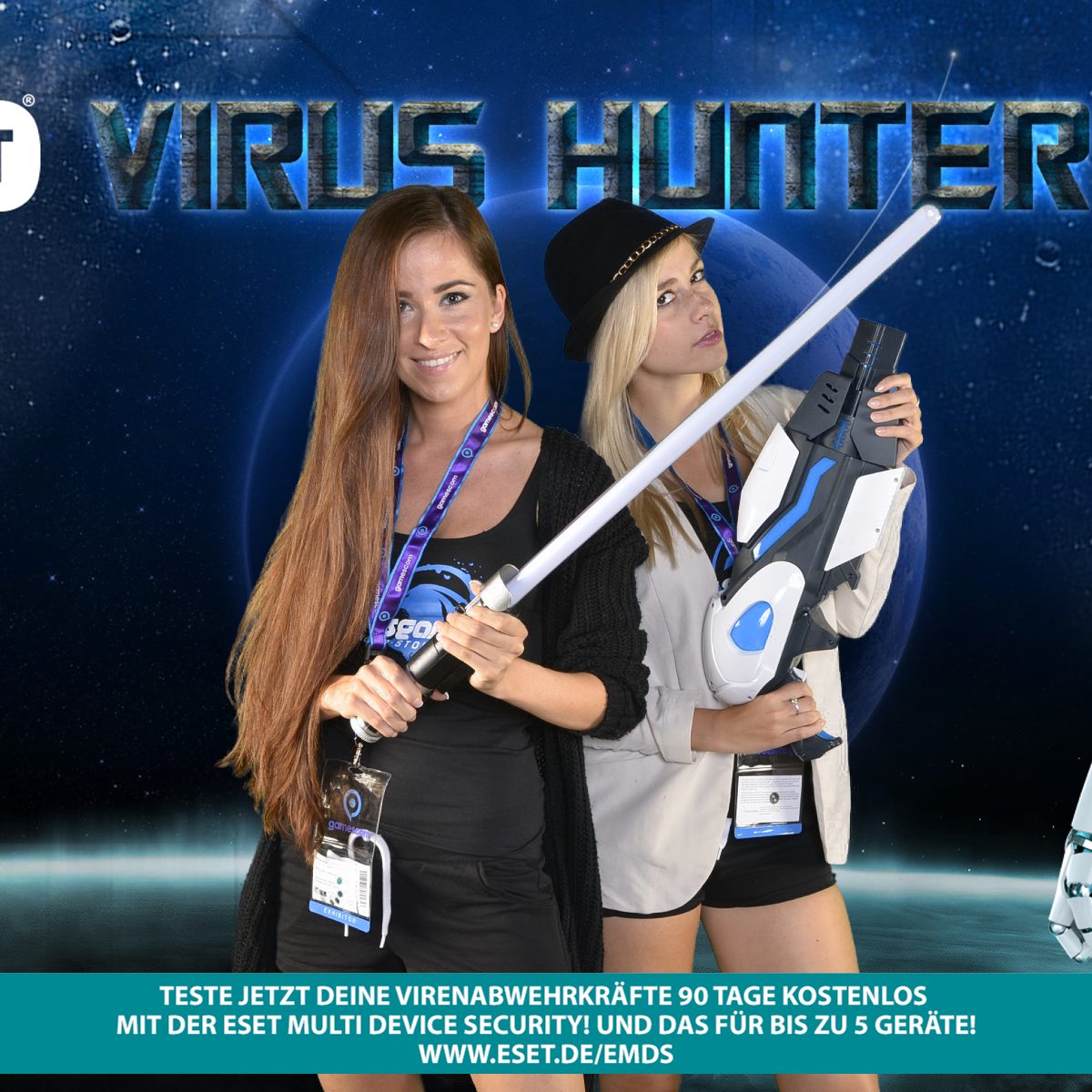 Greenscreen-Fotoshooting für eset auf der gamescom (Virus Hunter)