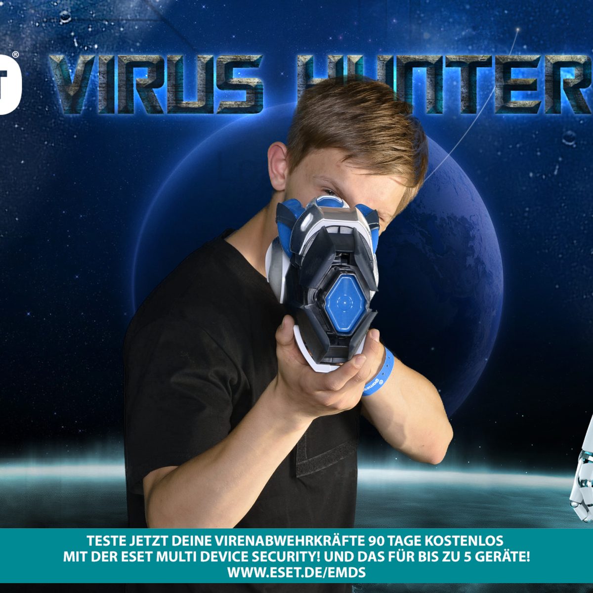 Greenscreen-Fotoshooting für eset auf der gamescom (Virus Hunter)