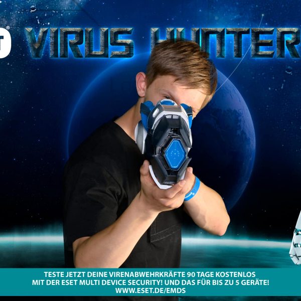 Greenscreen-Fotoshooting für eset auf der gamescom (Virus Hunter)